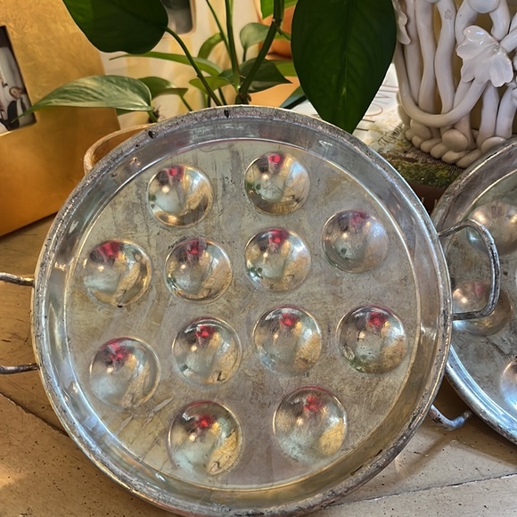 Pair of two silver vintage escargot platters. Made in France. Bongourmet - Picture 3 of 3